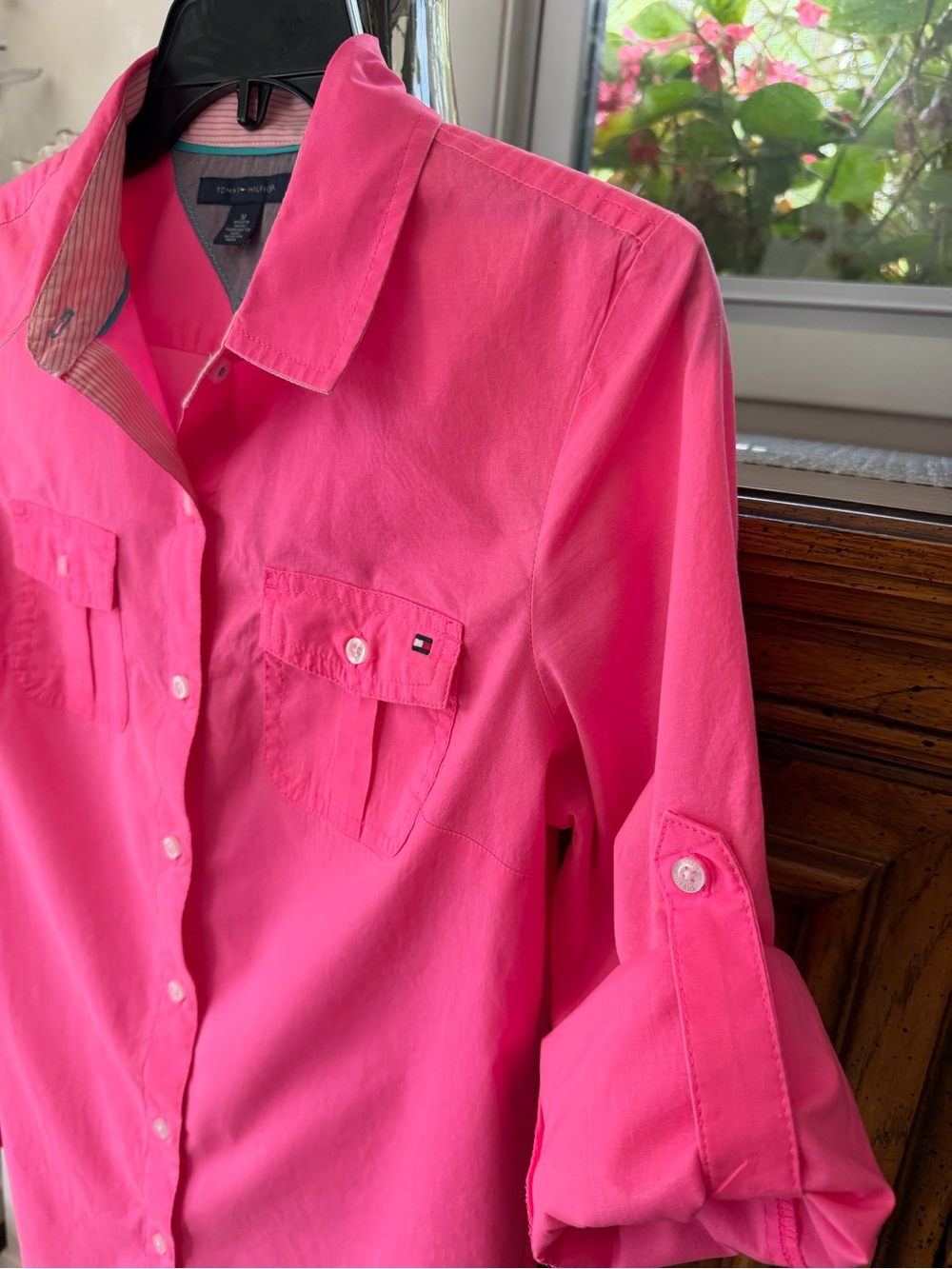 Tommy Hilfiger Bright Pink Button-Front Collared Shirt - Picture 6 of 6